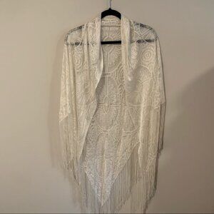 Cream Fringe Lace Shawl/Coverup